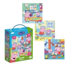Пъзел 3 в 1 Peppa Pig - Пепа, Джордж и Еви Пъзел 3 в 1 Peppa Pig - Пепа, Джордж и Еви