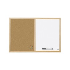 Дъска Bi-Office корк+бяла с дървена рамка,60х90 cm