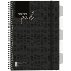 Тетрадка Street Pad, А4, спирала, PP, 100л, малки квадратчета, черна