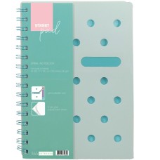 Тетрадка SP Dots, А4, спирала, PP, 100л, широки редове, зелена