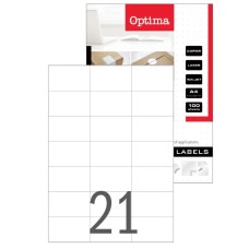 Етикети Optima, 70х42.3mm, 100 листа (2100бр) Етикети Optima, 70х42.3mm, 100 листа (2100бр)