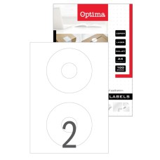 Етикети Optima, Ф117mm, 100 листа (200 бр) Етикети Optima, Ф117mm, 100 листа (200 бр)